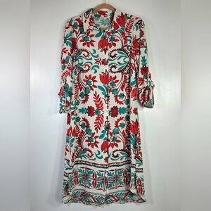NEW FIG + FLOWER FLORAL BOHO SHIRT DRESS.